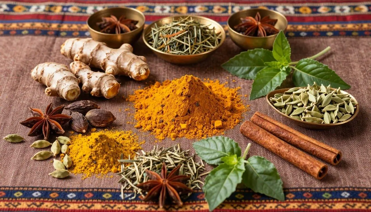 Assorted colourful ground spices.